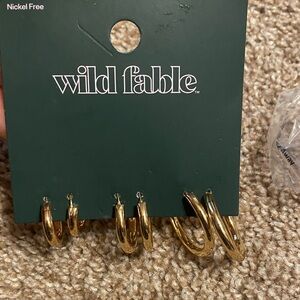 Wild Fable Shiny Gold Hoop Earrings Trio